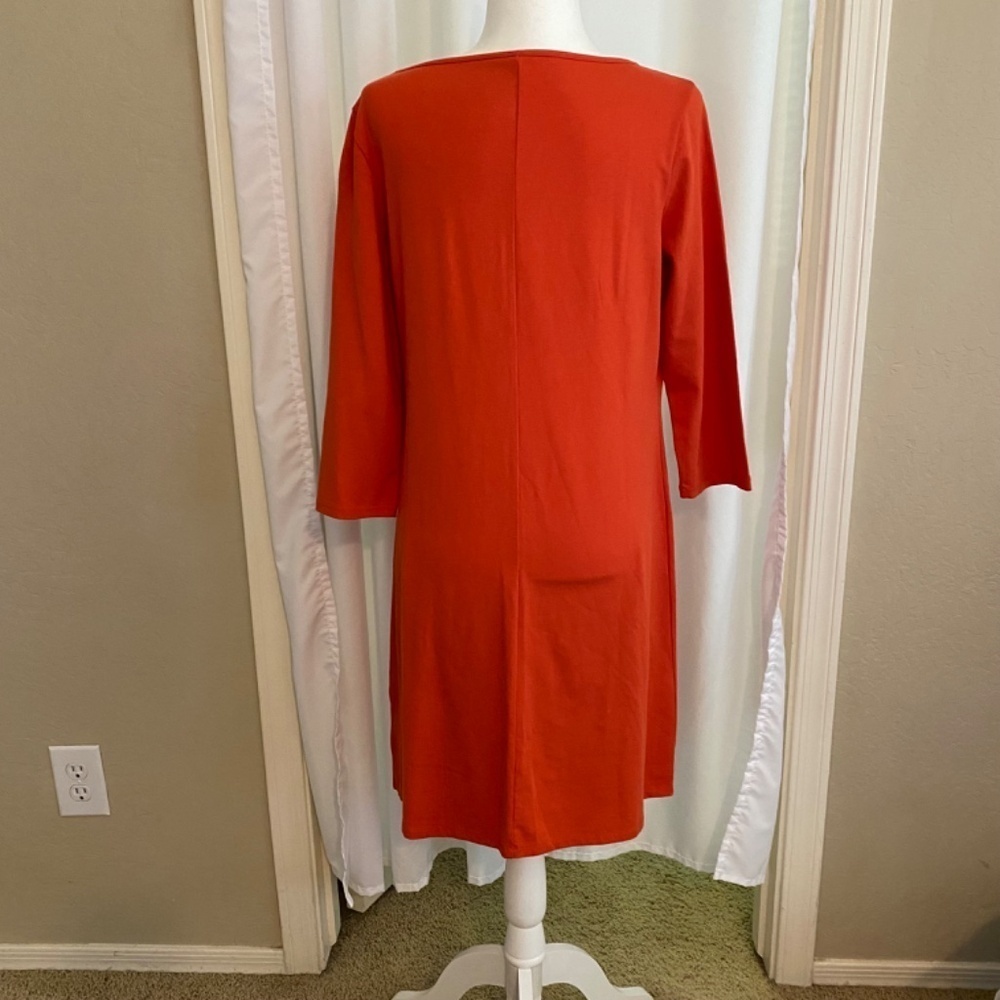 Garnet Hill-Favorite A Line Dress-3/4 Sleeve-Burnt Orange-Women's Size Medium - Picture 3 of 8